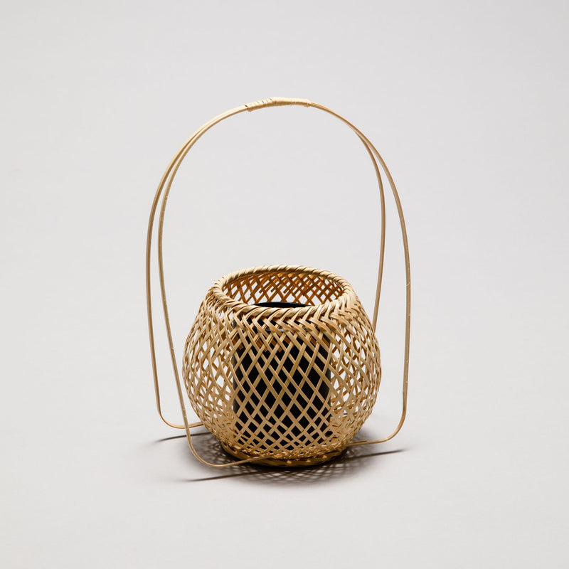 No.29 Small White Peony shape Bamboo Basket – Diamond Weave